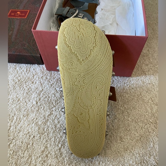 Etro Crown Me Sandals Blue Suede with Silver Studs Brand New With Box 38 - 8 - Picture 7 of 10